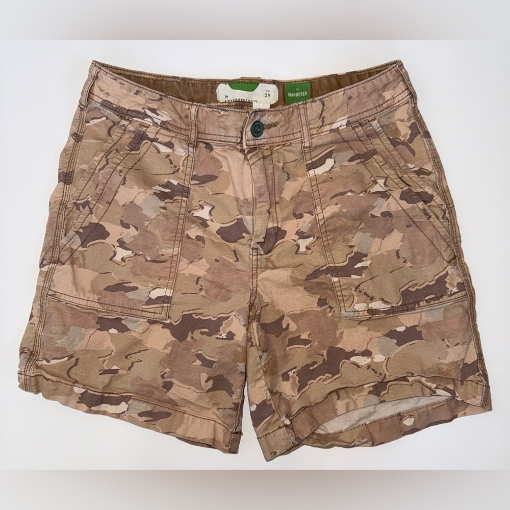 Anthropologie Wanderer Camo Shorts Womens Size 29 Utility Linen Blend Neutral - Picture 1 of 4